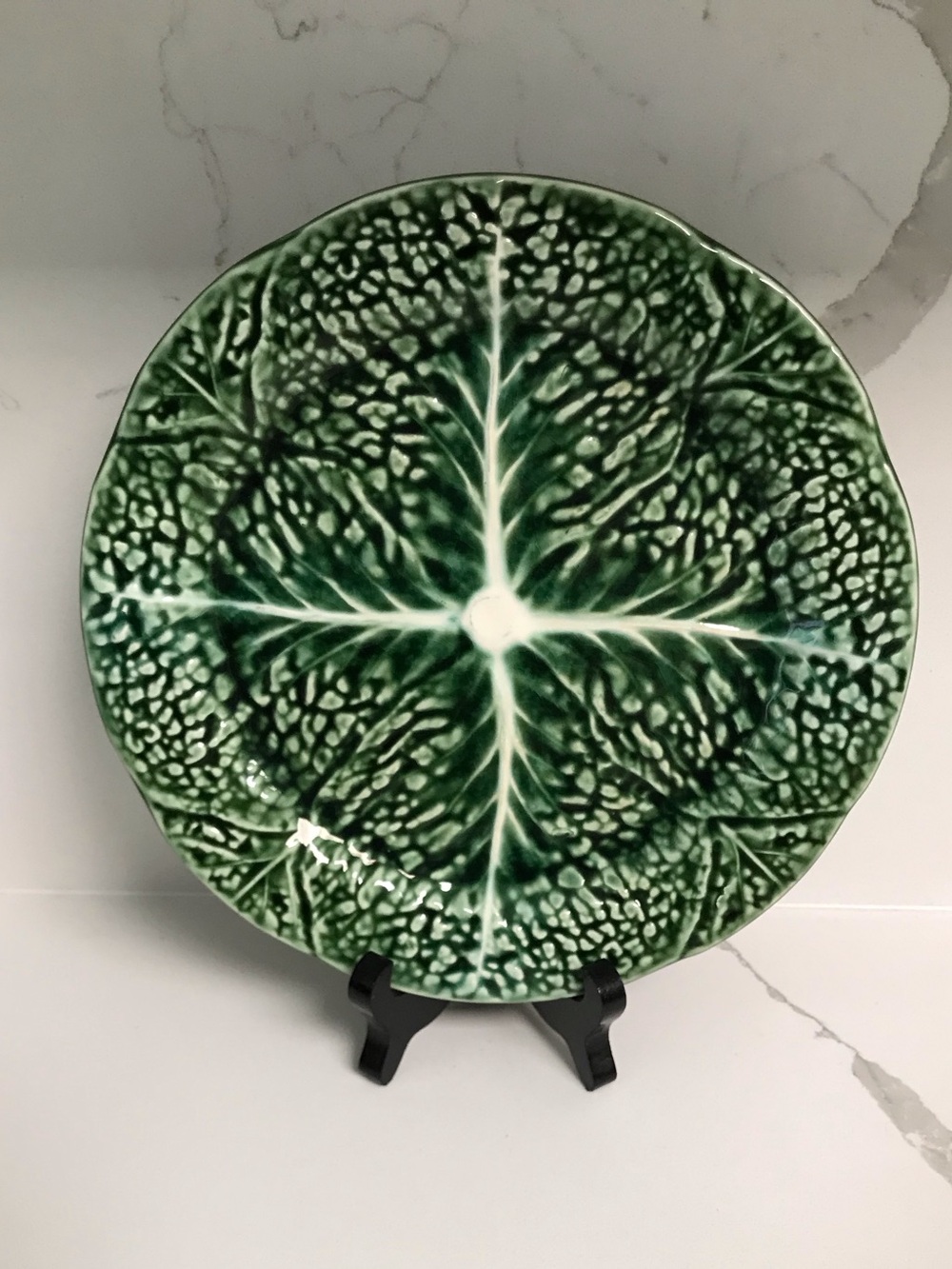 Vintage 1950s Secla of Portugal Green Cabbage Leaf Ceramic Plate